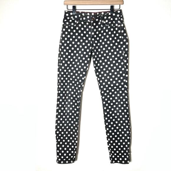 Kate Spade gray and beige polkadot Broome Street play hooky jeans size 27 B179 - Picture 2 of 8